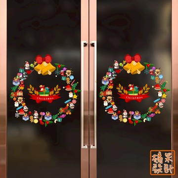 【橘果設計】聖誕耶誕靜電貼 花圈 耶誕節 無痕壁貼 靜電玻璃貼 窗貼 牆貼 壁貼 聖誕靜電貼 佈置 櫥窗貼 靜電款
