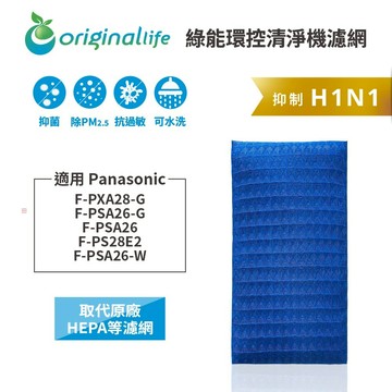 適用Panasonic：F-PXA28-G、F-PSA26-G、F-PSA26、F-PS28E2、F-PSA26-W 等【Original Life】沅瑢 長效可水洗★超淨化PRO空氣清淨機濾網