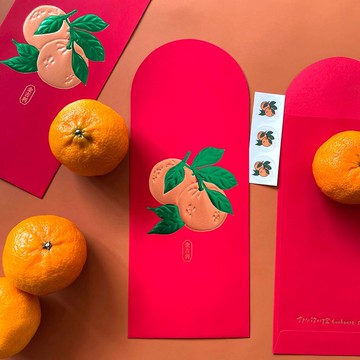 【快速出貨】新工藝系列-金吉利手工燙金絨膚感紅包袋利是封3入