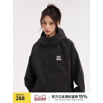 Passway Studio  沖鋒衣防潑水防風戶外登山保暖外套黑色潮牌夾克