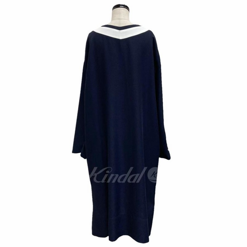 CINOH V NECK HEM SLIT DRESS Vネックワンピース ネイビー