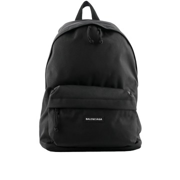 [平輸]BALENCIAGA Explorer Logo 素面尼龍後背包(黑色)