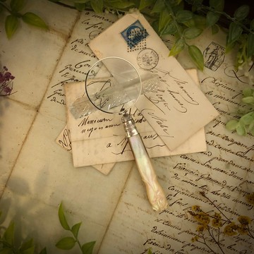 1904年英國愛德華七世時期Sheffield珍珠母貝純銀頸環放大鏡