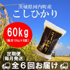 茨城県河内町産コシヒカリ10kg 全6回