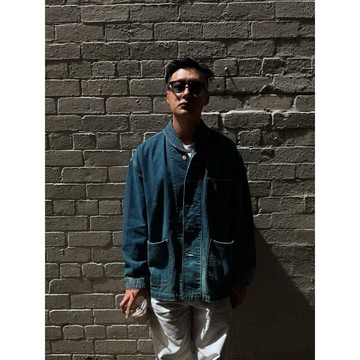 MADNESS NV. SHAWL COLLAR NEP DENIM COVERALL 余文樂同款