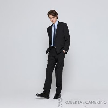 【ROBERTA諾貝達】 台灣製男裝 魅力嚴選 光觸媒織品平口西裝褲 黑