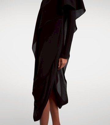 Mugler Asymmetric caped crêpe midi dress