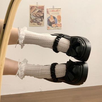 溫柔高跟鞋配裙子伴娘鞋女鞋瑪麗珍蝴蝶結粗跟婚鞋女僊女風成人禮瑪莉珍鞋 樂福鞋 皮鞋 平底鞋 韓國女鞋 黑色鞋子 厚底包鞋