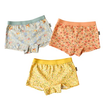 Dailylike 印花四角內褲3件組 女童款  65號/4~5歲  黃色 + 橘色 + 藍色