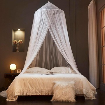 跨境吊頂蚊帳免安裝家用圓頂公主蚊帳床幔帳篷雙人床吊掛加密紋帳鑫弘-家具衛浴 可打統編