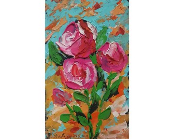 玫瑰油畫 Impasto 原創藝術花卉藝術品花卉小牆藝術