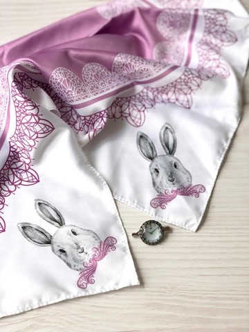 adc｜派對動物｜紫色｜兔｜仿絲巾（小）