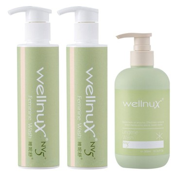 WellnuX 維妮舒 NV5+ 私密清潔基礎3件組 手洗精 300ml + 浴潔露 2個 150ml  1組