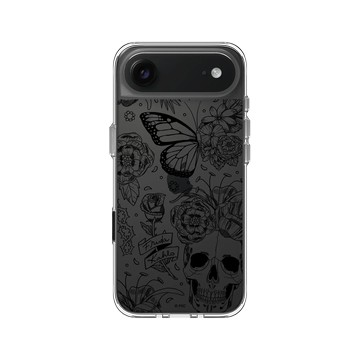 iPhone Air Clear Case（相機按鈕） 透明 - Frida Kahlo - 花骨骷顱頭（素描）