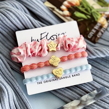 英國 ByEloise London 千鳥織波浪髮圈 沁藍珊粉