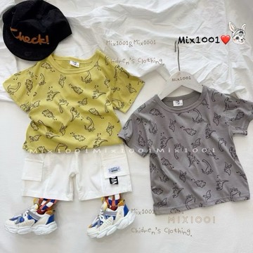 🌈✨mix1001恐龍公園滿版上衣✨兒童黑線恐龍上衣5-17