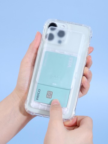 Phone Attachable Slider Card Storage Case [Matte Clear]