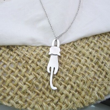 925純銀項鍊 吊墜-流行獨特可愛貓咪生日情人節禮物女飾品73jd27【獨家進口】【米蘭精品】