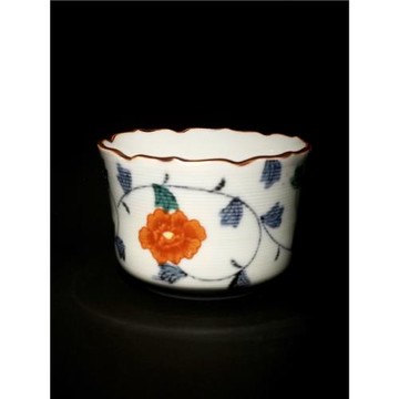 彩繪陶瓷主人杯手工薄胎茶杯聞香杯品茗杯花草紋茶具