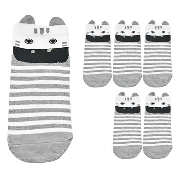 Peilou 貝柔 兒童款 趣味止滑襪 Set 6雙 - 斑馬款式  可愛立體造型  腳底安全止滑  柔棉舒適吸汗  顏色隨機  15~18cm