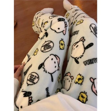 睡褲女秋冬款珊瑚絨加絨加厚保暖可外穿遛彎居家網紅風小個子寬松