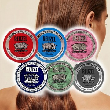 REUZEL~髮油／髮蠟 粉紅豬油(113g)／紅豬油(95g)／藍豬油(95g)／黑豬(深藍豬)(113g)／白豬(113g)／綠豬(113g)／灰豬(95g) 多款可選