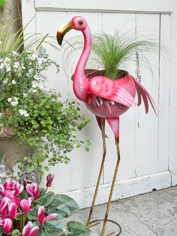 擺件火烈鳥戶外庭院鐵藝花盆園藝造景花園裝飾室內陽臺花盆花架子