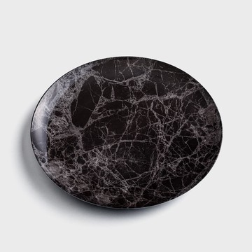 【WAGA】 地語 曜黑石網 25.5cm 骨瓷圓盤│單品