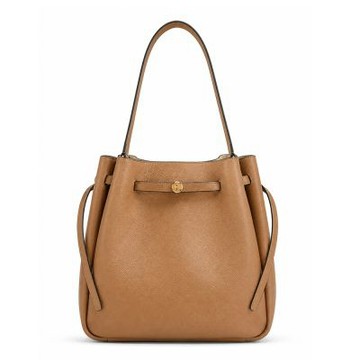 TORY BURCH ROMY 納帕皮革束帶繩肩背水桶包(大/提拉米蘇)