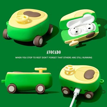 卡通創意牛油果玩具車 AirPods Pro 2 保護套 充電倉防摔殼 矽膠軟殼 蘋果 新3代 1/2代 耳機殼 保護殼