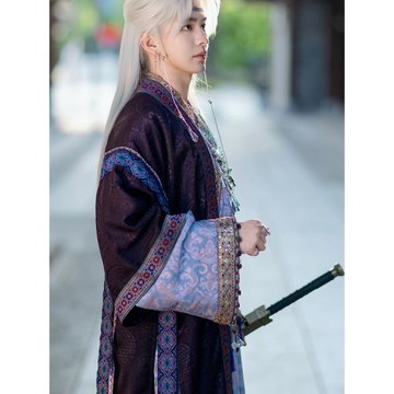 銀鈴曲 漢服直裾男女通穿 紫色系改良款創作寫真精靈異域王子