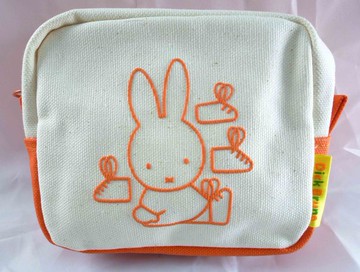 【震撼精品百貨】Miffy 米菲兔米飛兔 寬型帆布化妝包 橘&藍&綠  震撼日式精品百貨