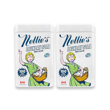 Nellies (2罐超值組)加拿大HE認證高效潔淨護衣速溶濃縮蘇打洗衣粉1.5kg/復古鐵盒_內附量匙1入