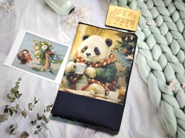 動物系列-薄棉布冬季圍巾熊貓與兔子布書套-布書衣可適用A5-25K