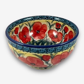 波蘭手繪手工陶-飯碗 13cm 絢爛紅霞系列 設計師款