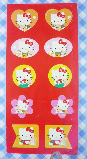 【震撼精品百貨】Hello Kitty 凱蒂貓 KITTY貼紙-紅底10格 震撼日式精品百貨