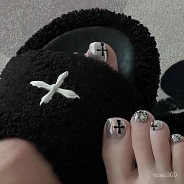 ✨Hannah✨【顯白亮眼】網紅穿戴式腳趾甲貼片手工定製腳美甲克羅心顯白鑽石可拆卸假指甲腳趾甲穿戴甲 2ARW