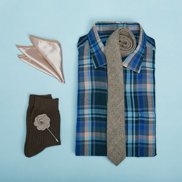 黑禮帽 | 橘藍彩格紋襯衫 - 想撞衫都難的橘藍格子襯衫