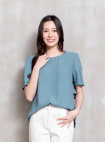 晨霧呼吸喇叭袖雪紡上衣