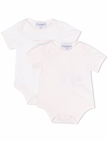 Emporio Armani Kids - logo-print romper pack - kids - Cotton - 1 mth - Pink