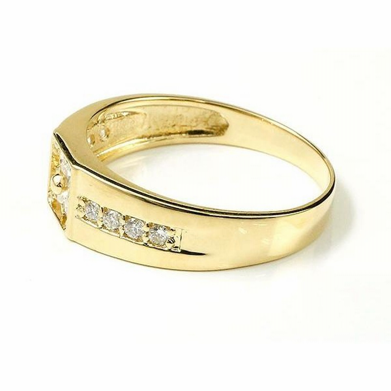 18金 リング メンズ ダイヤモンド ゴールド 18k シンプル