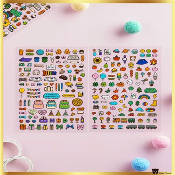大創韓國日常迷你裝飾貼紙套裝 | 2 種 2 張共 4 張 | 可愛的計劃者和日記貼紙