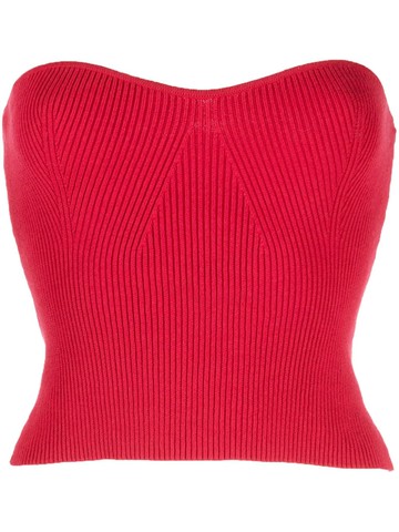 Reformation - Jenni strapless ribbed-knit top - women - Nylon/Organic Cotton - S - Red