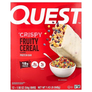 Quest Nutrition, Protein Bar, Crispy Fruity Cereal, 12 Bars, 1.9 oz (54 g) Each