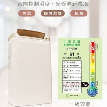 TECO東元 福利品  6L一級能效除濕機MD1231W