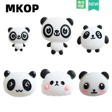 Mkop洞洞鞋配飾鞋扣配件可愛卡通熊貓鞋花裝飾扣適配Cross/Crocs