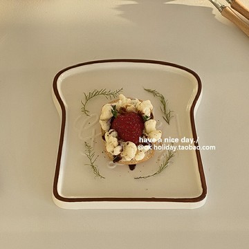 ins韓國風吐司面包造型早餐盤糕點盤甜品盤西餐盤歐式美式餐具
