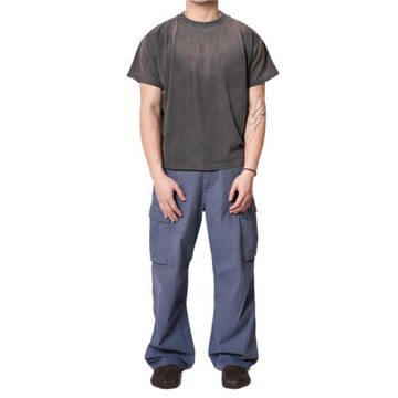 MERWORKS#6.0/8 水洗灰日曬做舊做臟輕薄春夏單針口袋短袖打底T恤