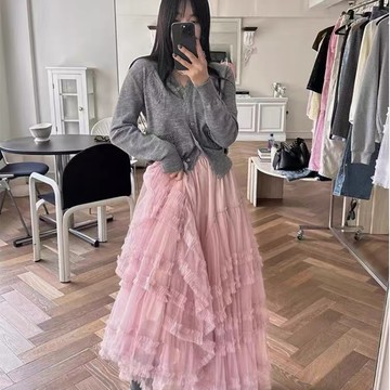 ˏˋ 𝐻𝑒𝑦 𝑆𝑝𝑟𝑖𝑛𝑔 - ̗̀ 🌷⛅️ ̖́‎韓國 INS 甜美風多層時髦蕾絲花邊蛋糕長裙女