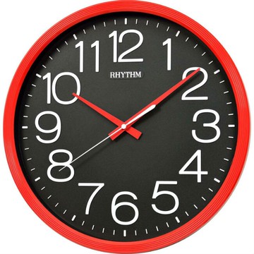 RHYTHM 麗聲鐘(CMG495) 立體數字圓形鮮紅掛鐘/36cm｜樂天全館特惠中★指定刷卡回饋10%